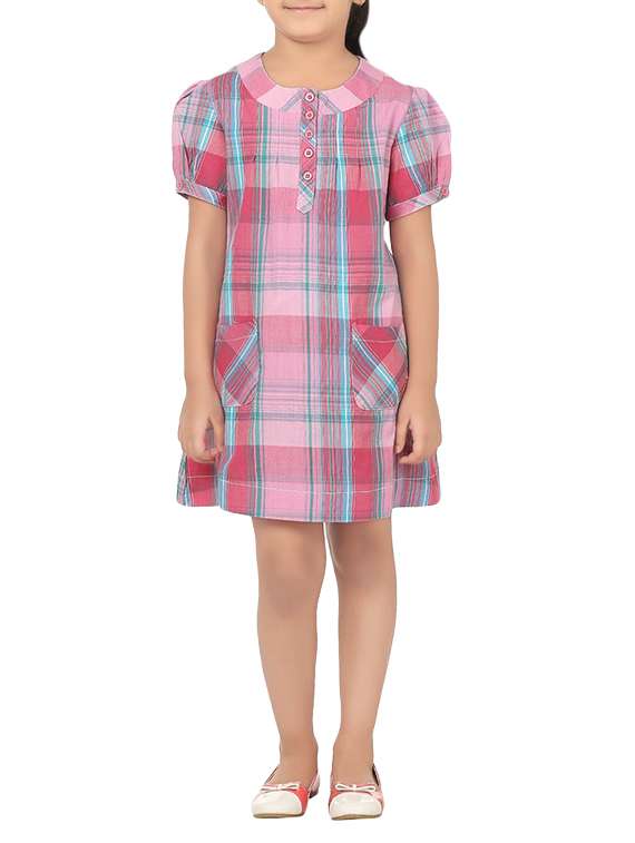 girls round neck short sleeves frock