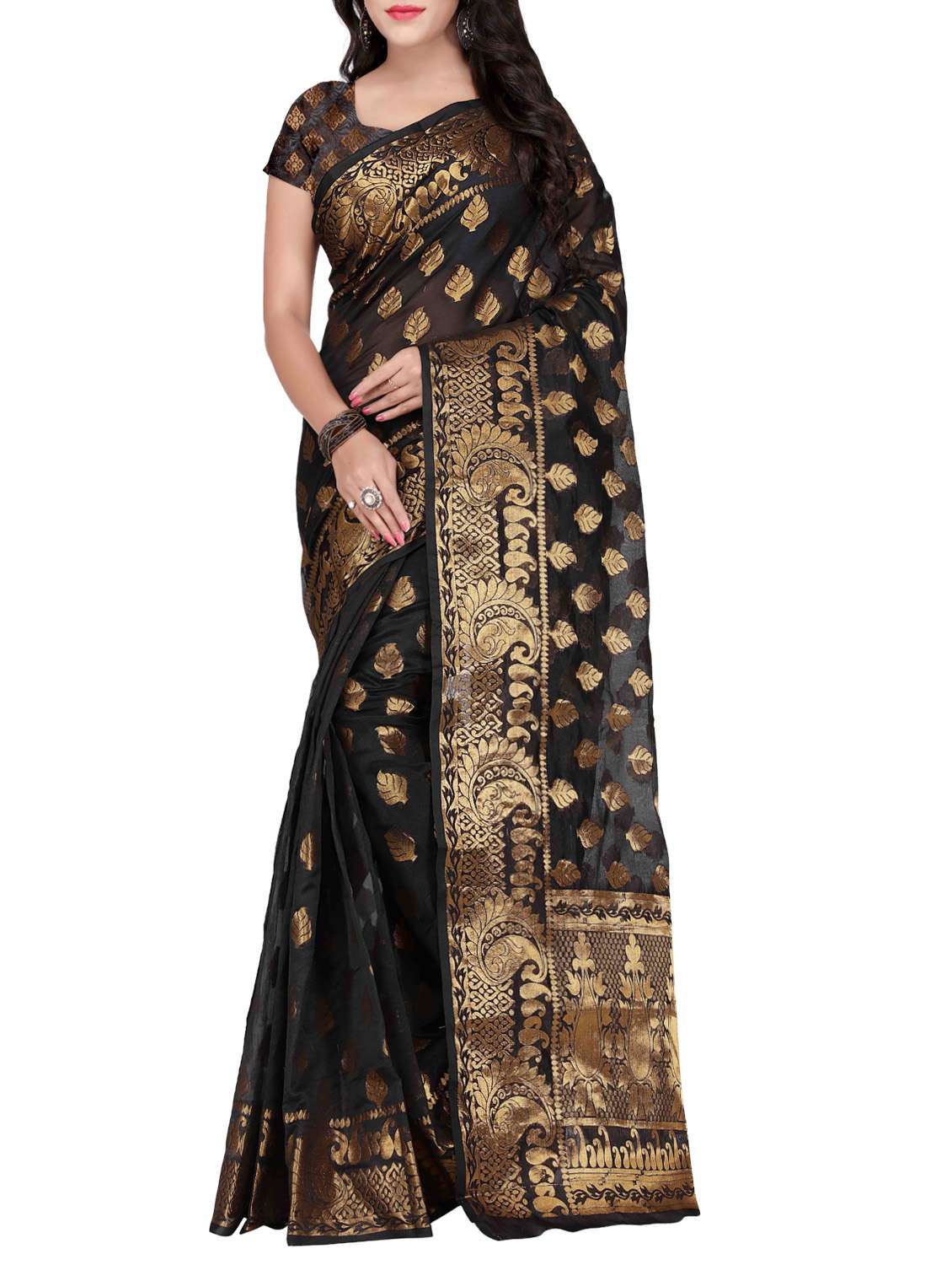 black silk banarasi saree with blouse