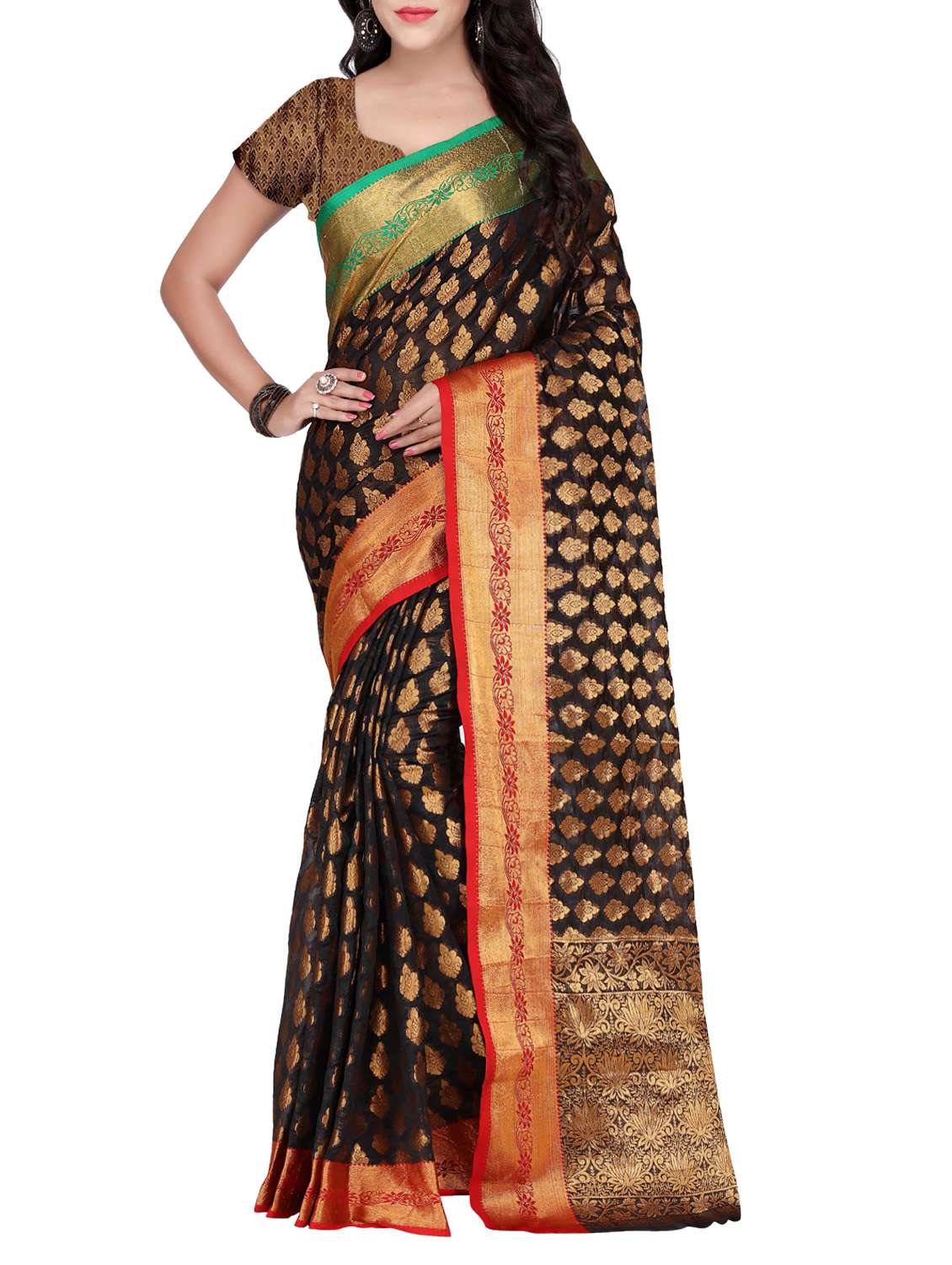 black silk banarasi saree with blouse