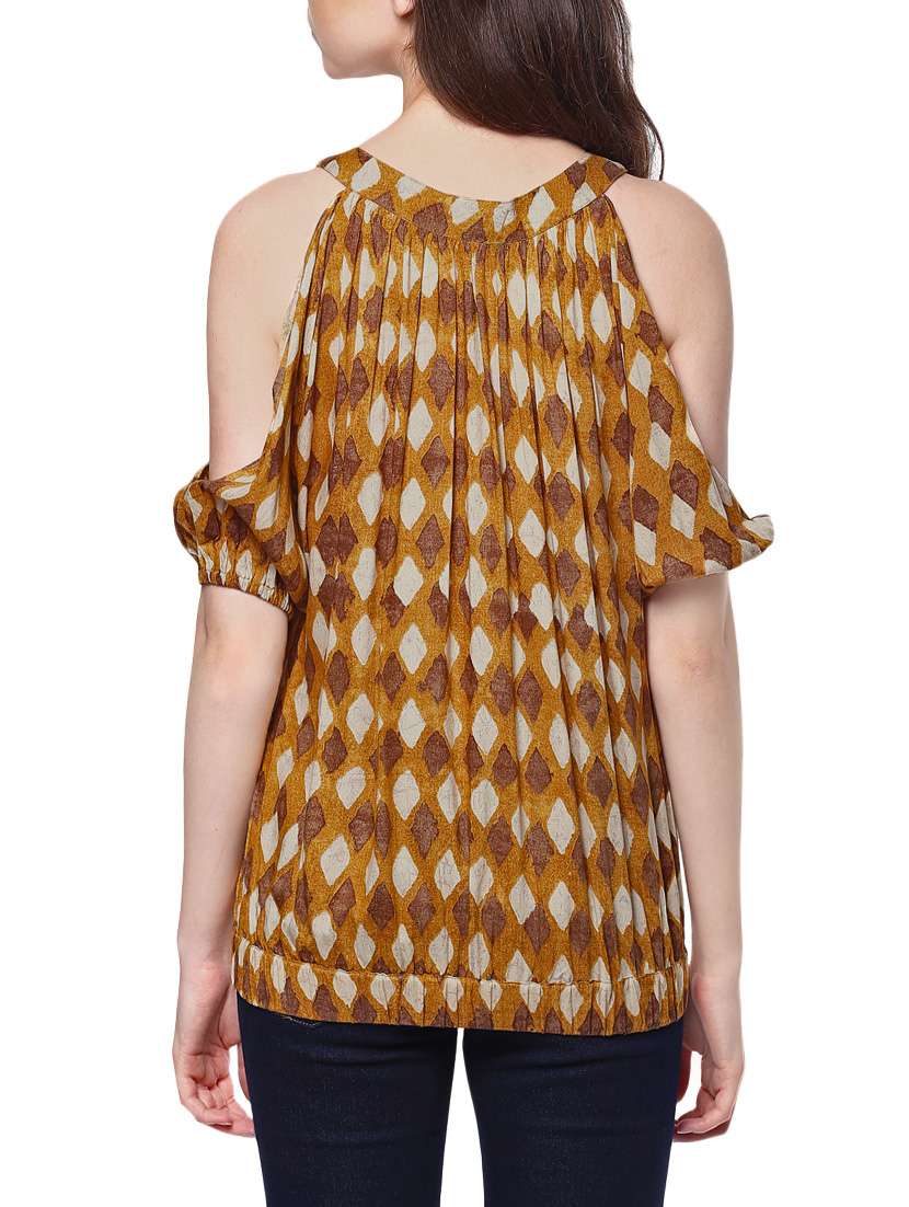 yellow printed blouson top - 14470280 - Standard Image - 2