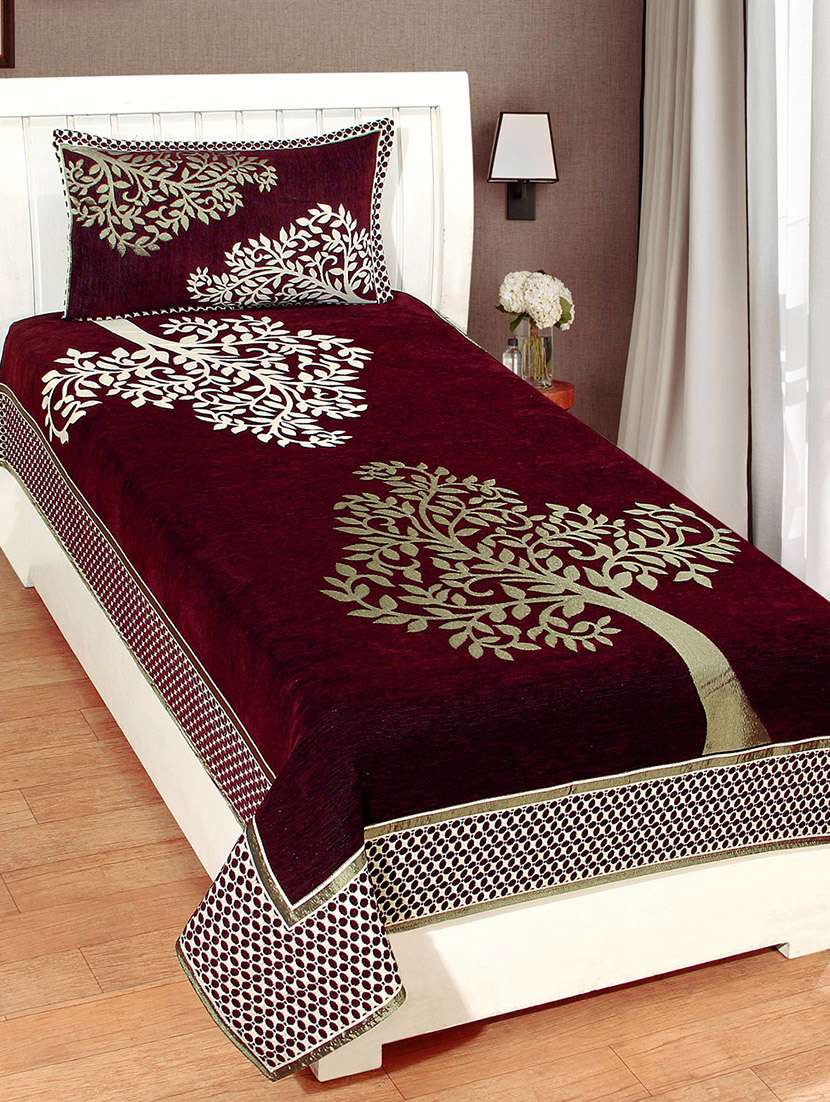 single chenille bed cover with 1 pillow cover
