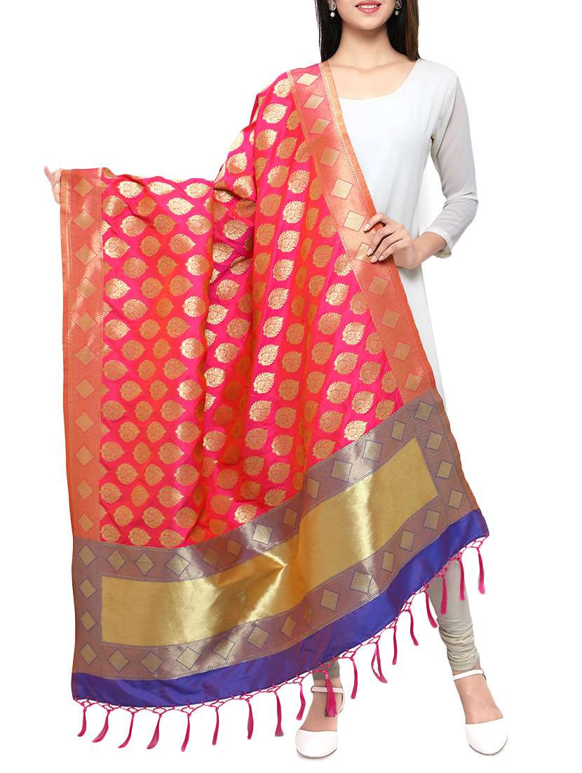 pink silk banarasi dupatta