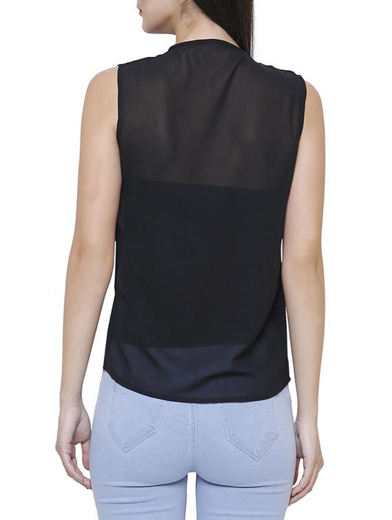 black georgette casual top - 14477723 - Standard Image - 2