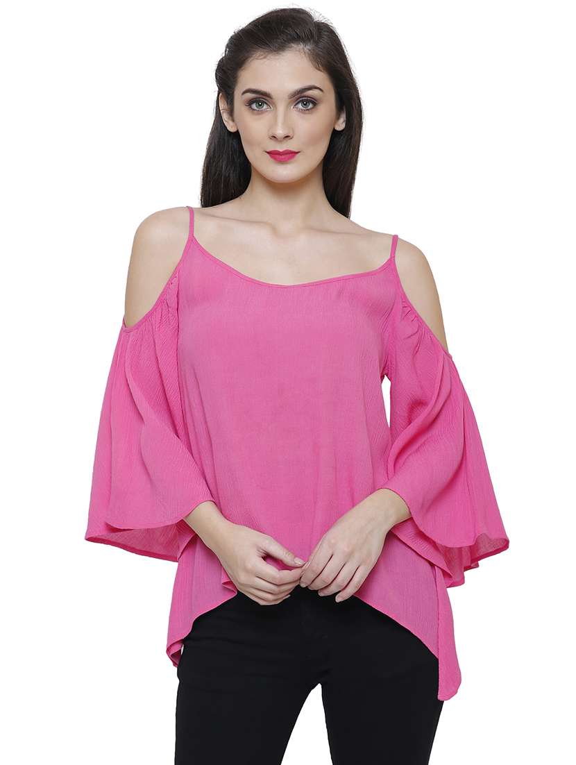 pink rayon casual top