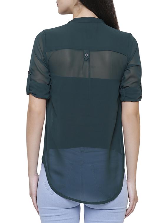 green georgette casual top - 14477800 - Standard Image - 2