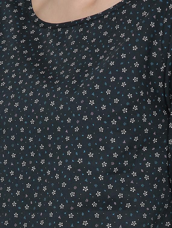 navy blue printed top - 14478391 - Standard Image - 2