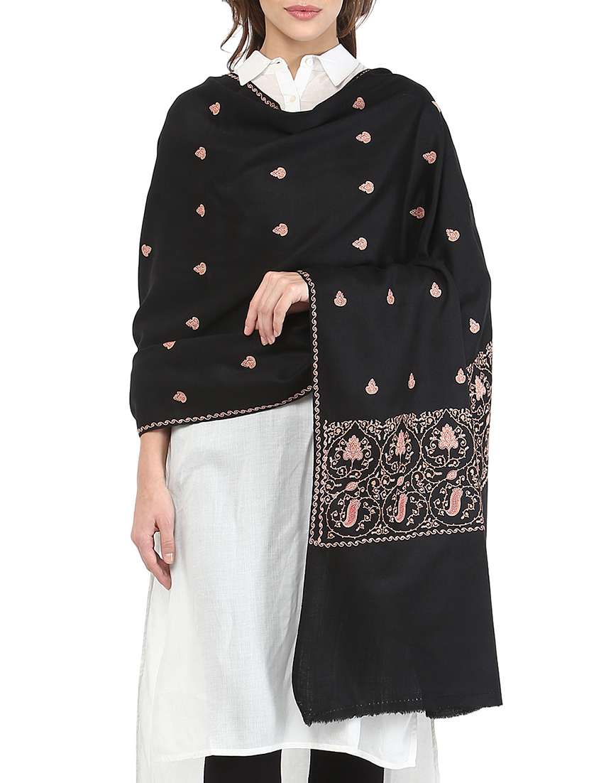 black woolen pashmina shawl