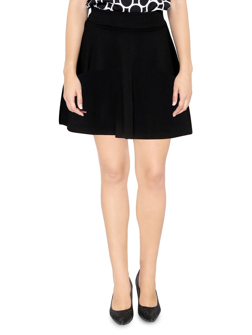 black solid skater skirt