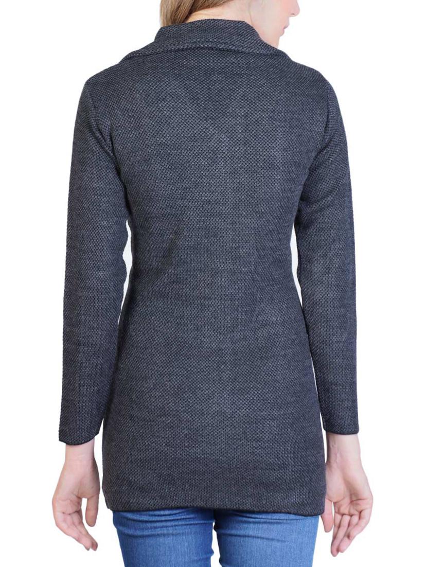 grey self design full sleeves coatigan - 14491246 - Standard Image - 2