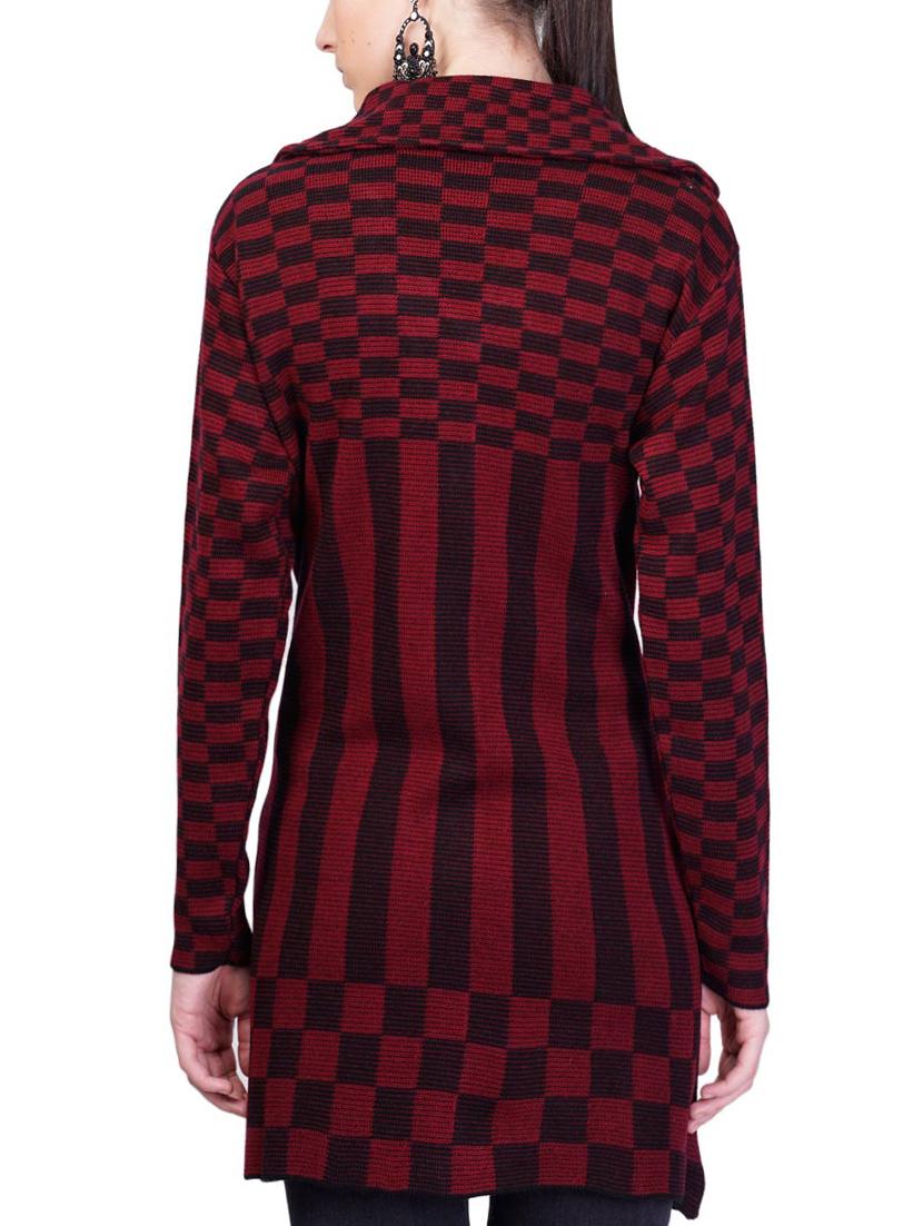 red self design full sleeves coatigan - 14491282 - Standard Image - 2