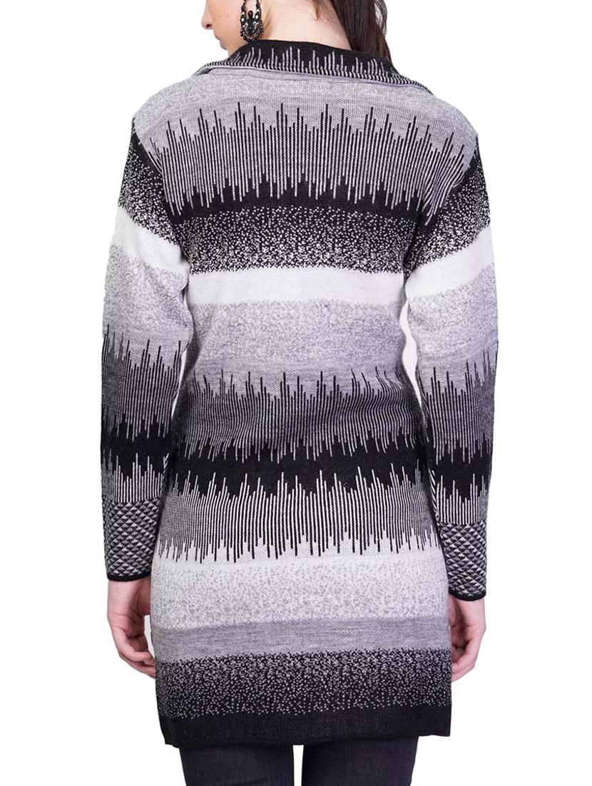 women grey full sleeves coatigan - 14491478 - Standard Image - 2
