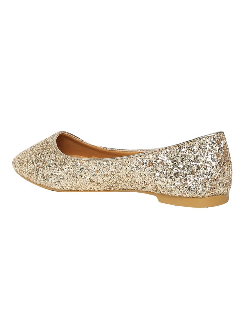 gold pu slip on ballerina - 14492235 - Standard Image - 2