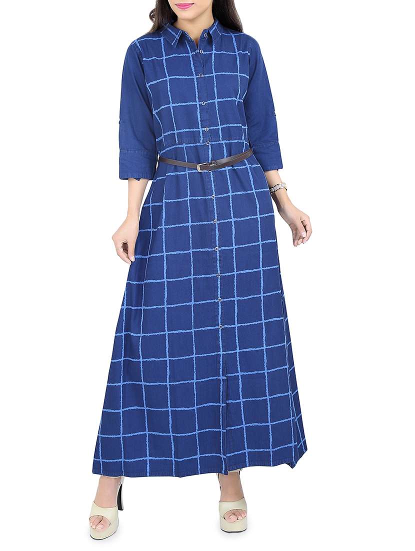 blue denim aline kurta