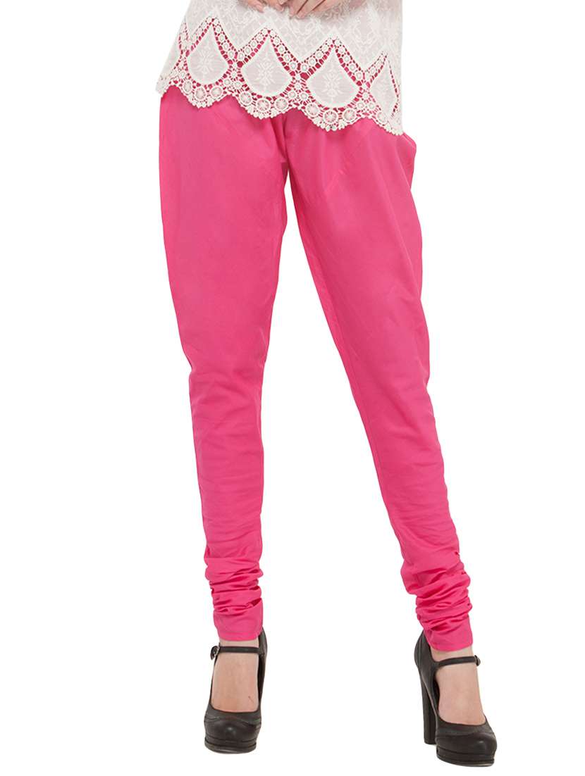 pink cotton churidar churidars & leggings