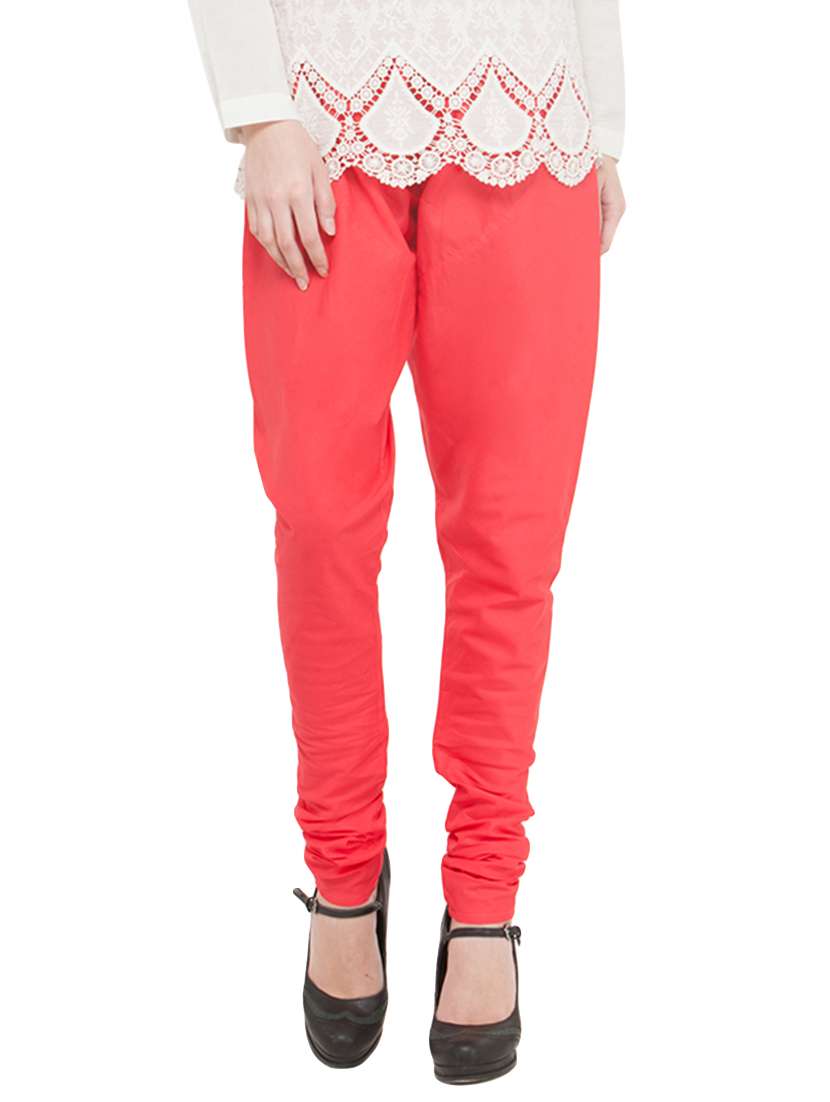 red cotton churidar churidars & leggings