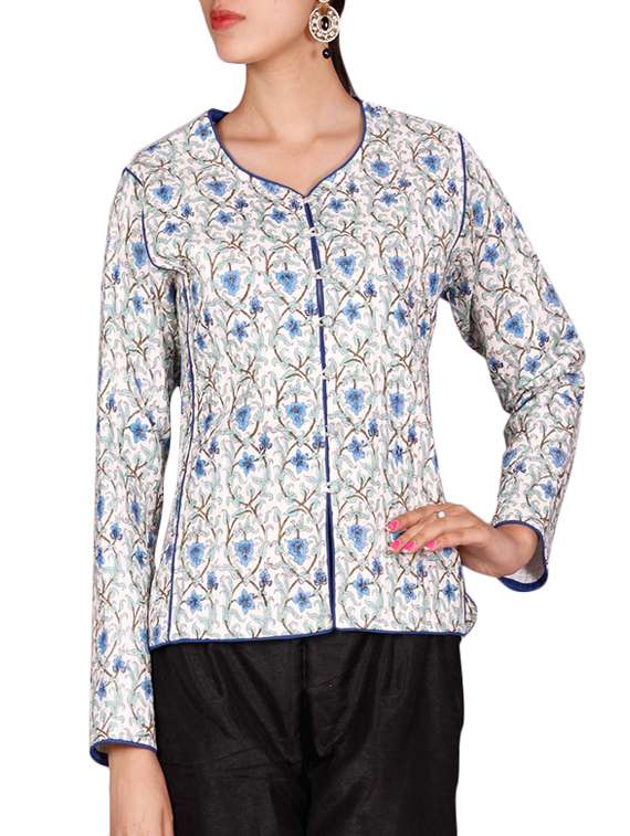 pink lemon white cotton quilted jacket