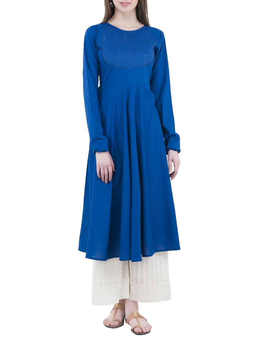 blue cotton flared kurta