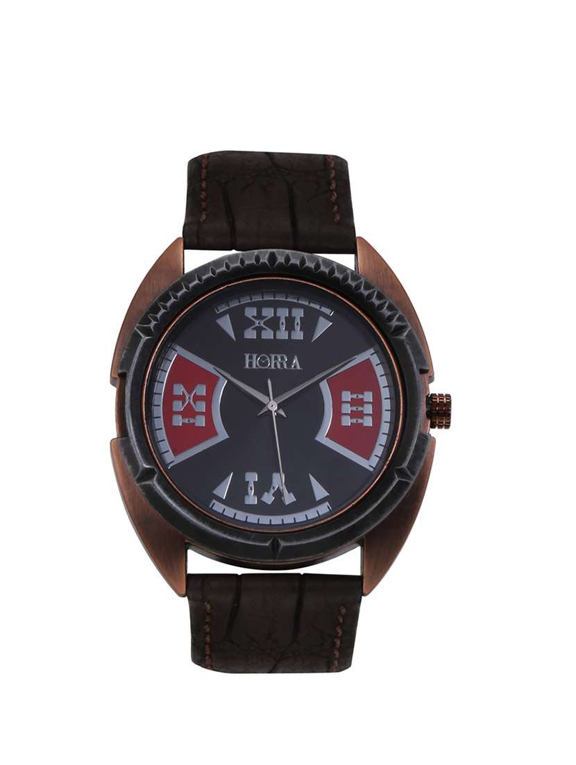 horra hr717mlbkr81 eco series black dial analog watches for men
