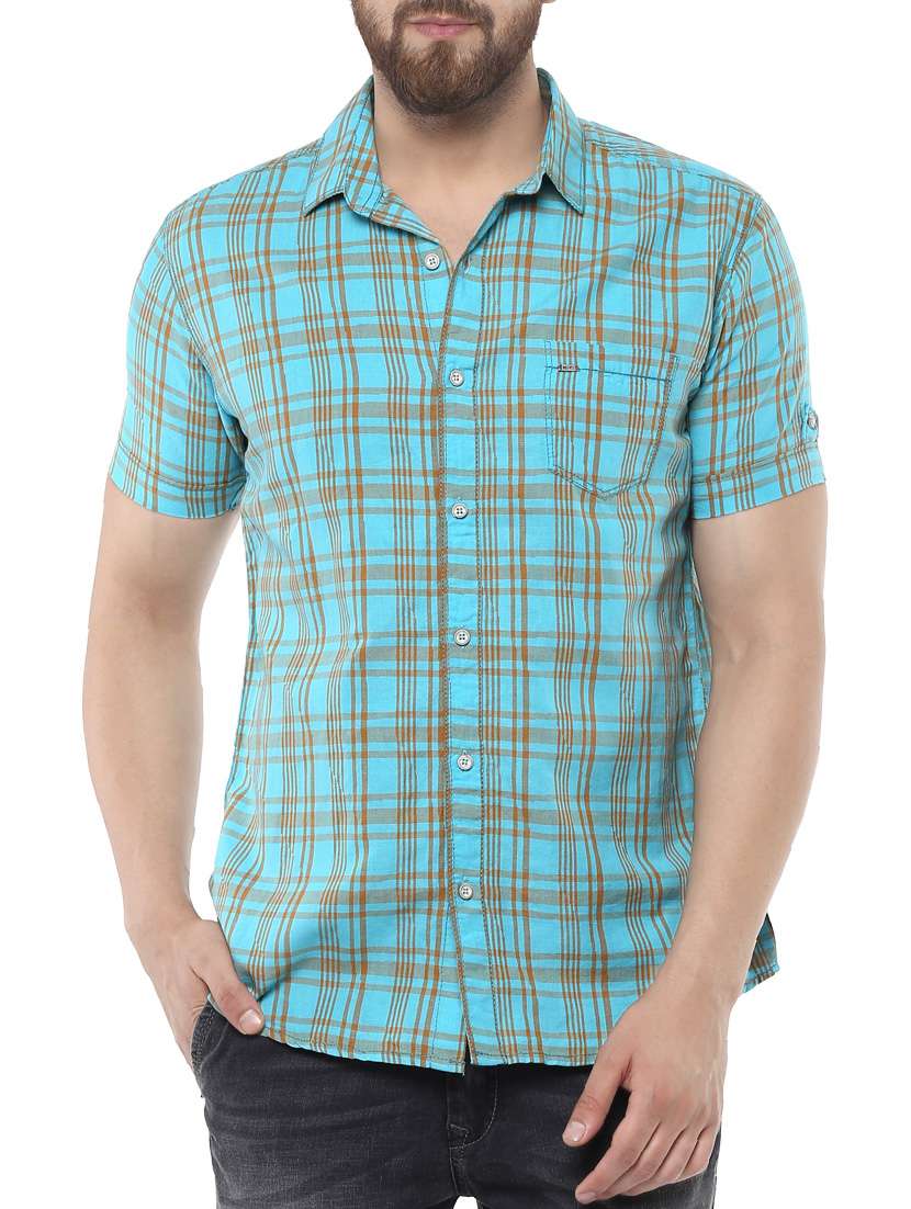 blue cotton casual shirt