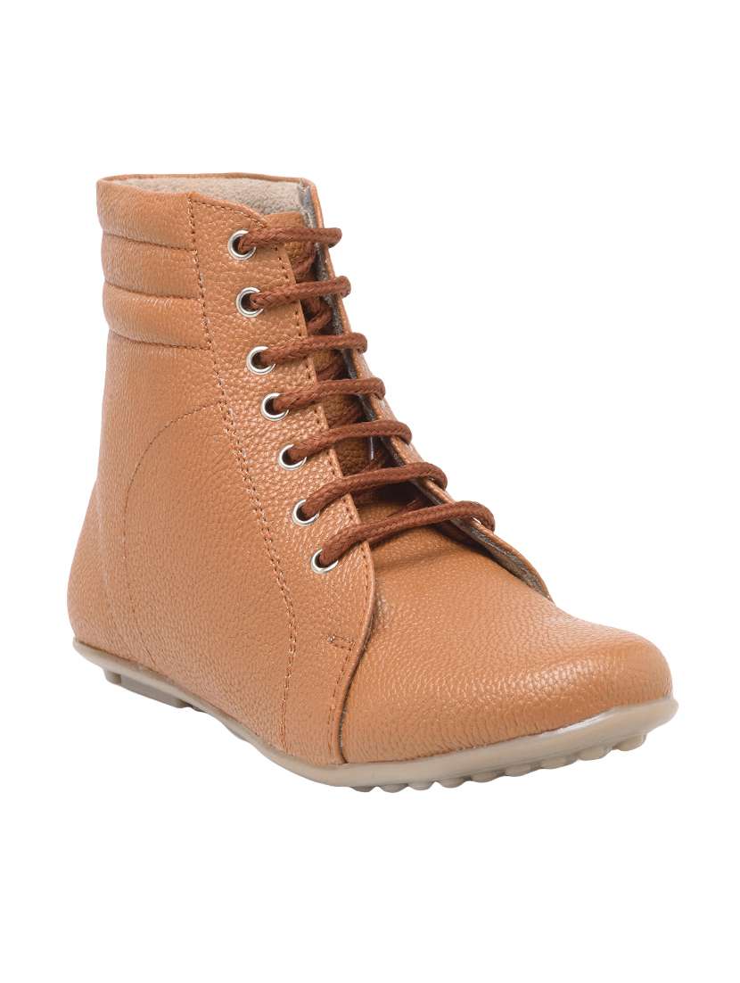 brown faux leather ankle boot