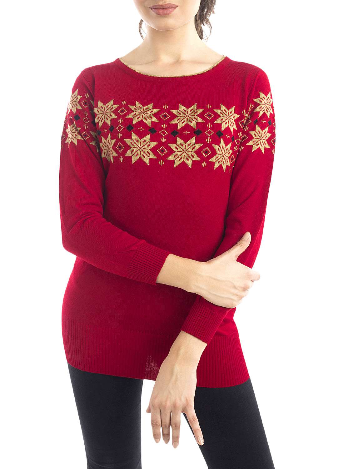 red woolen casual pullover