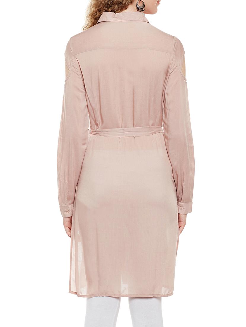 pink solid viscose tunic - 14518729 - Standard Image - 2