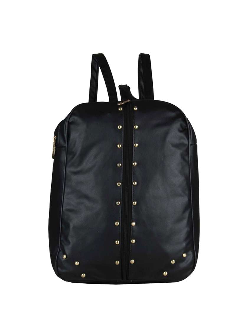 black leatherette regular backpack