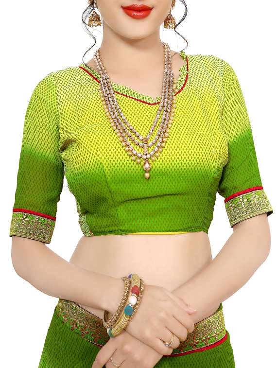 women's geometric green colored saree with blouse - 14521102 -  Standard Image - 2
