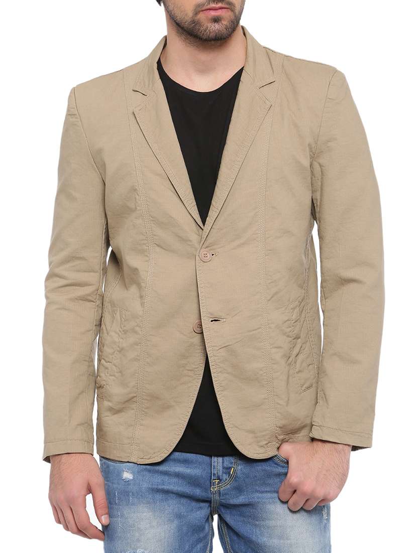 brown cotton casual blazer