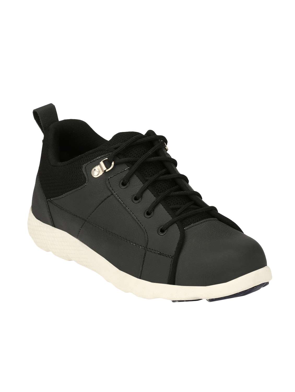 black leather steel toe sneakers
