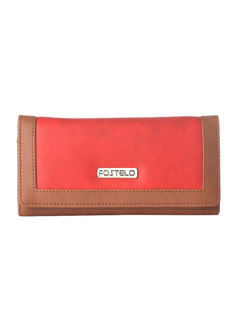 red leatherette regular clutch