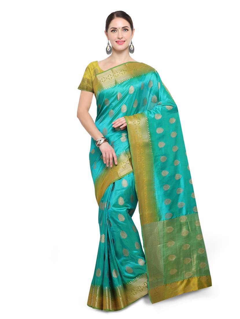 green silk banarasi saree with blouse