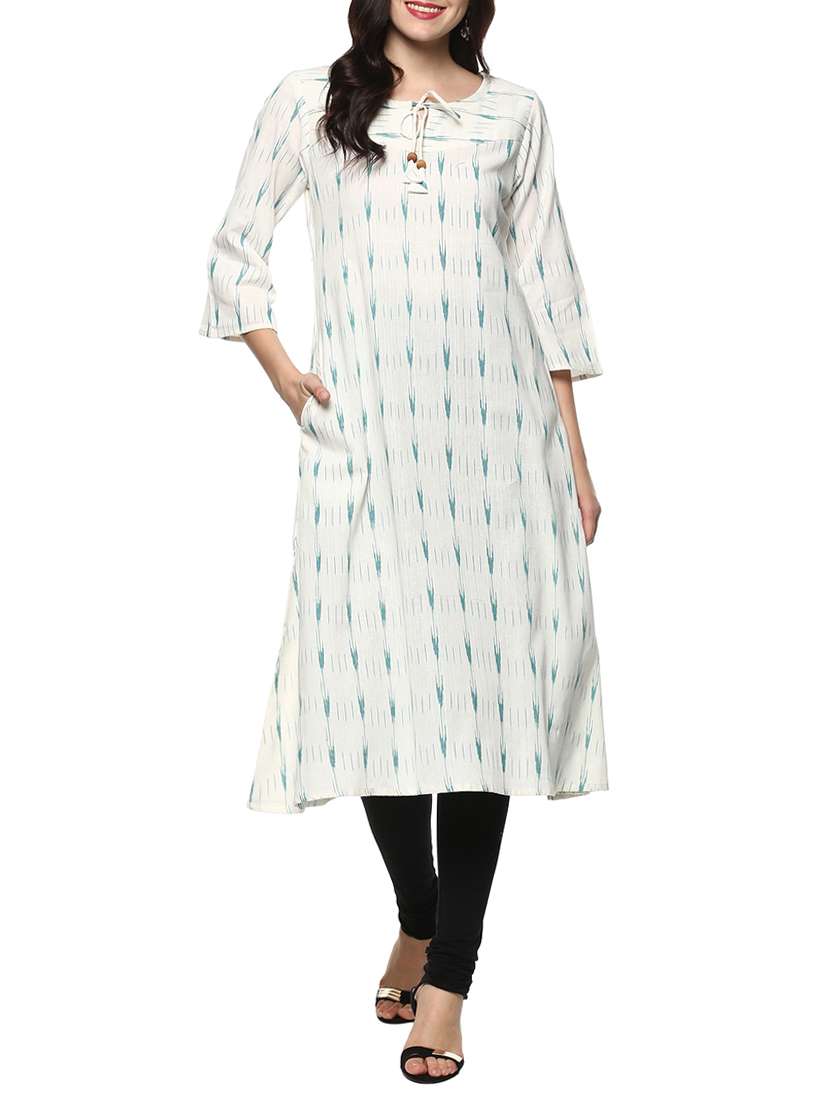 white cotton a-line kurta