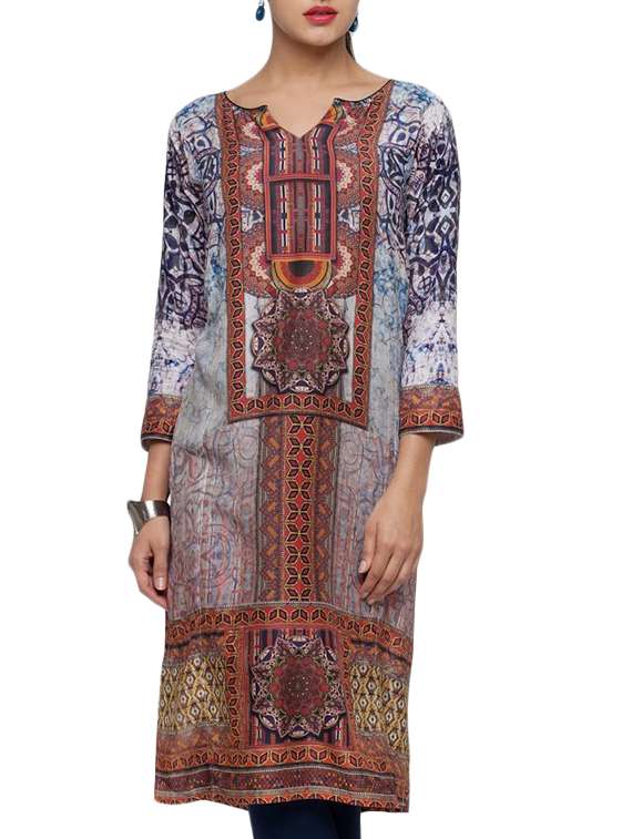 brown rayon straight kurta