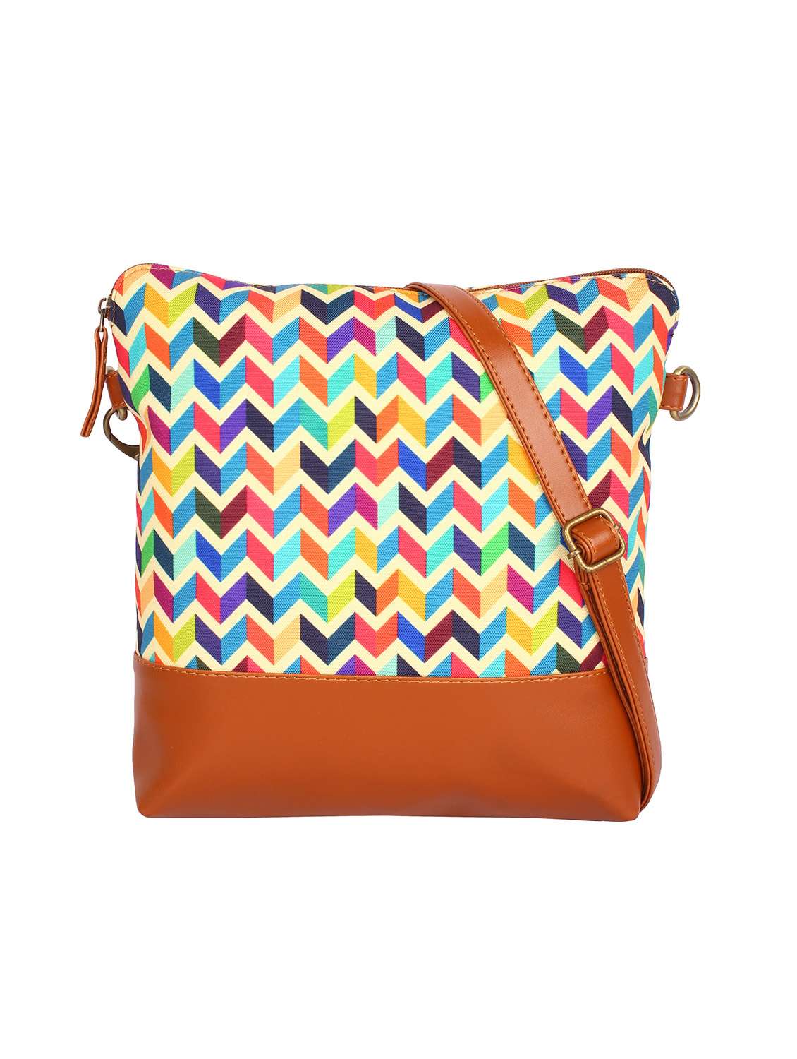 multi colored canvas sling bag
