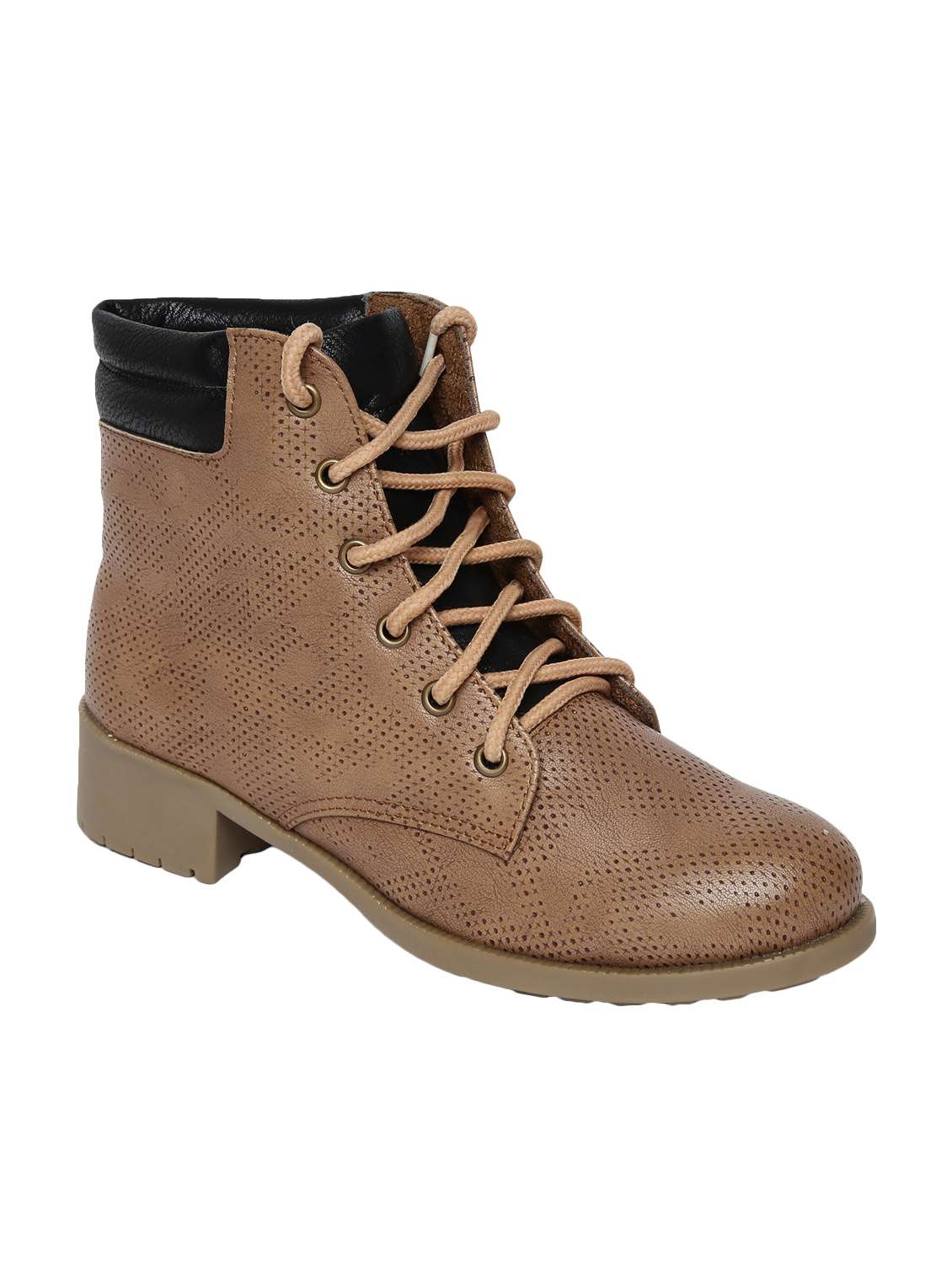 tan  faux leather ankle  boot