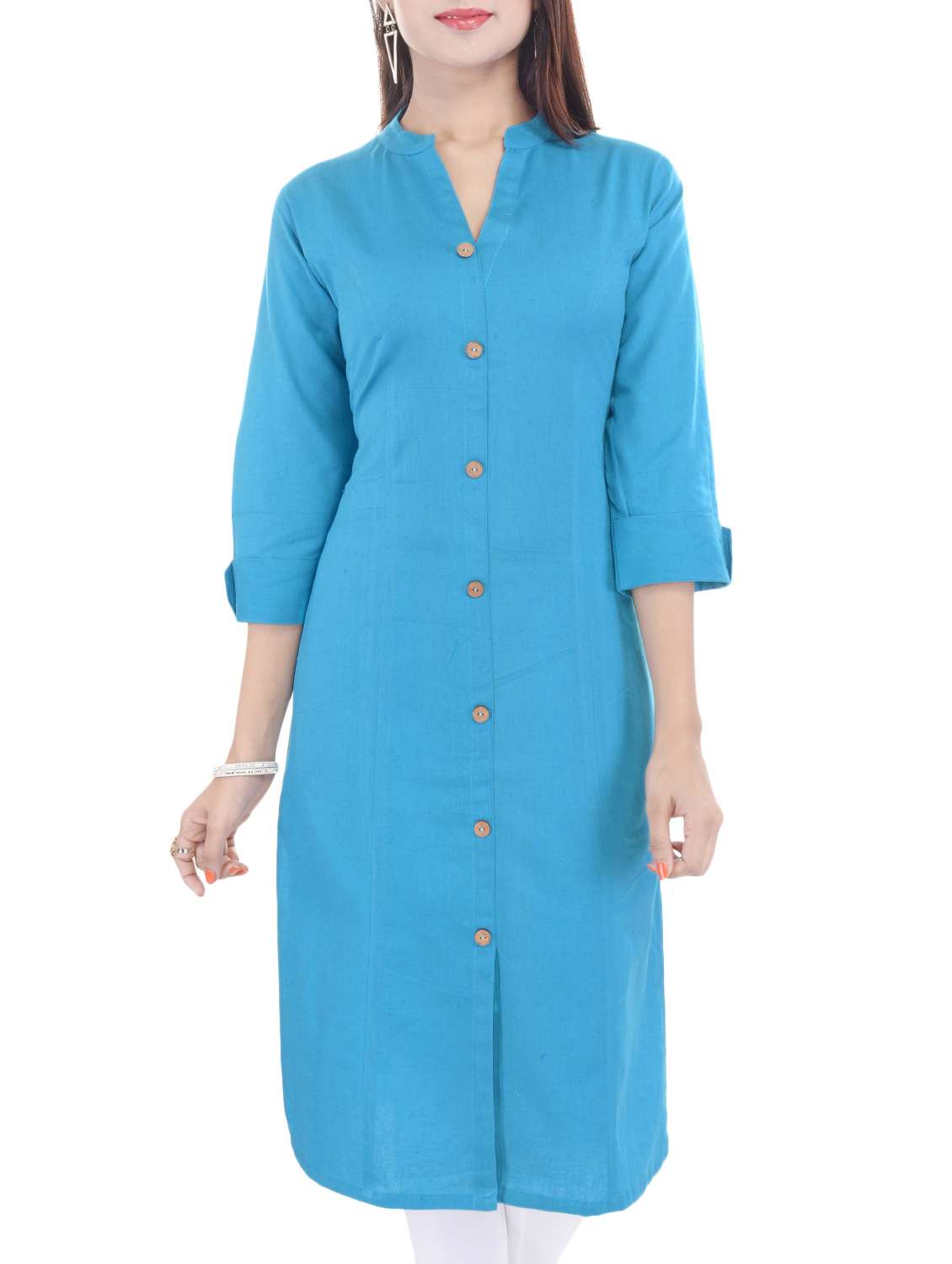 blue cotton straight kurta