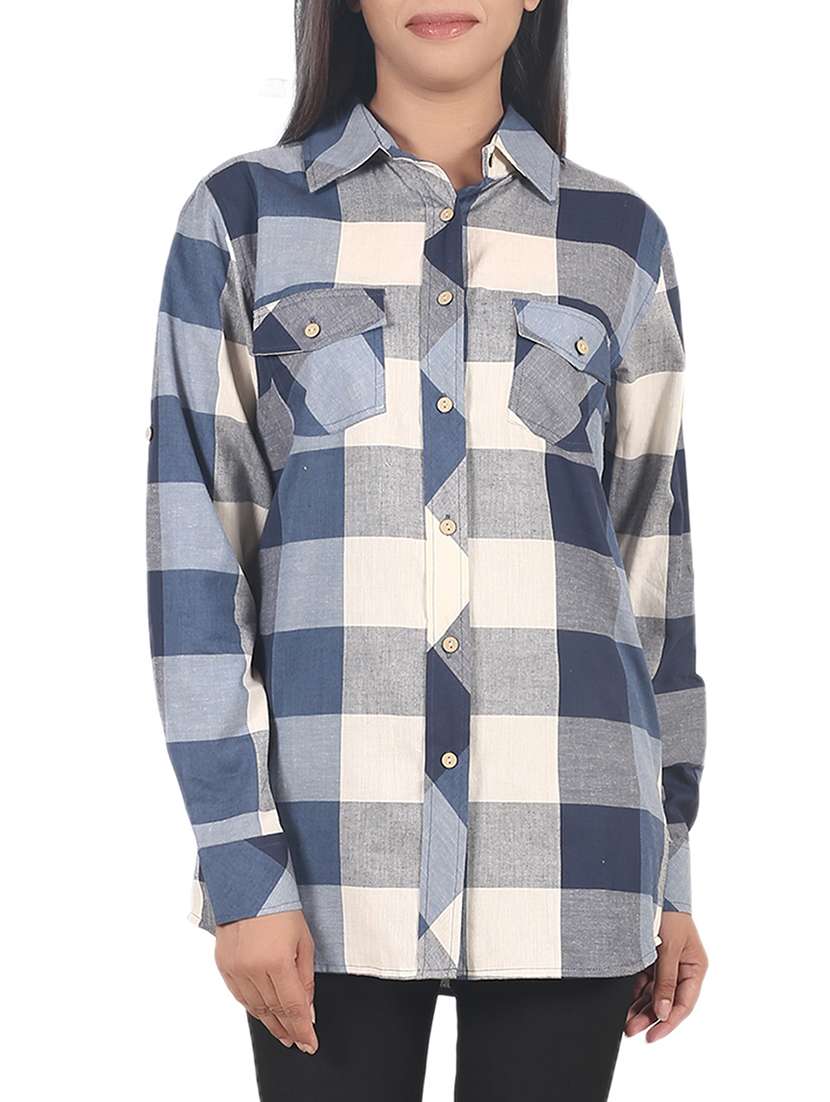 grey cotton checkered shirt