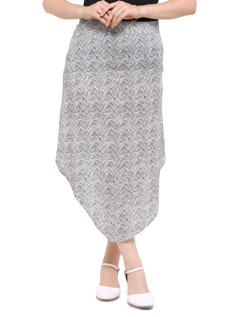 grey cotton asymmetric skirts
