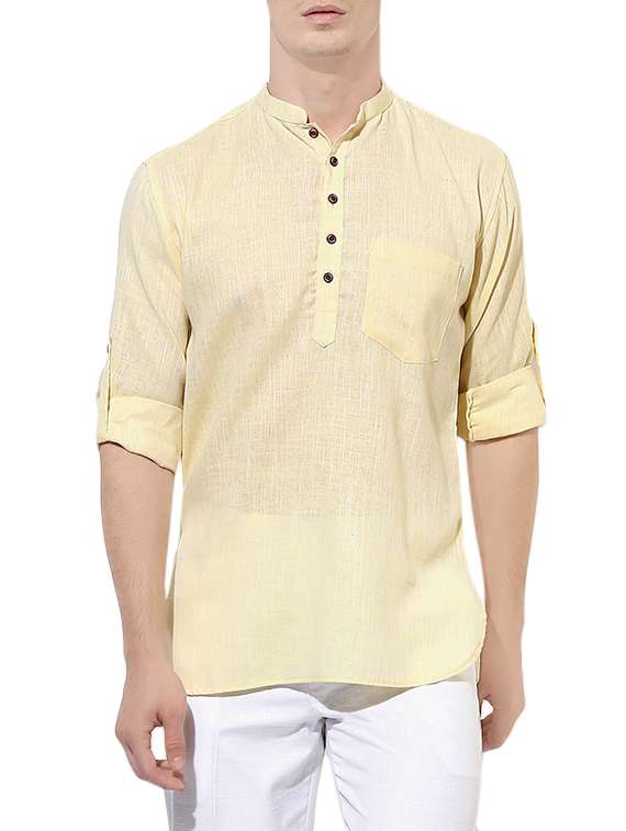 yellow cotton short  kurta