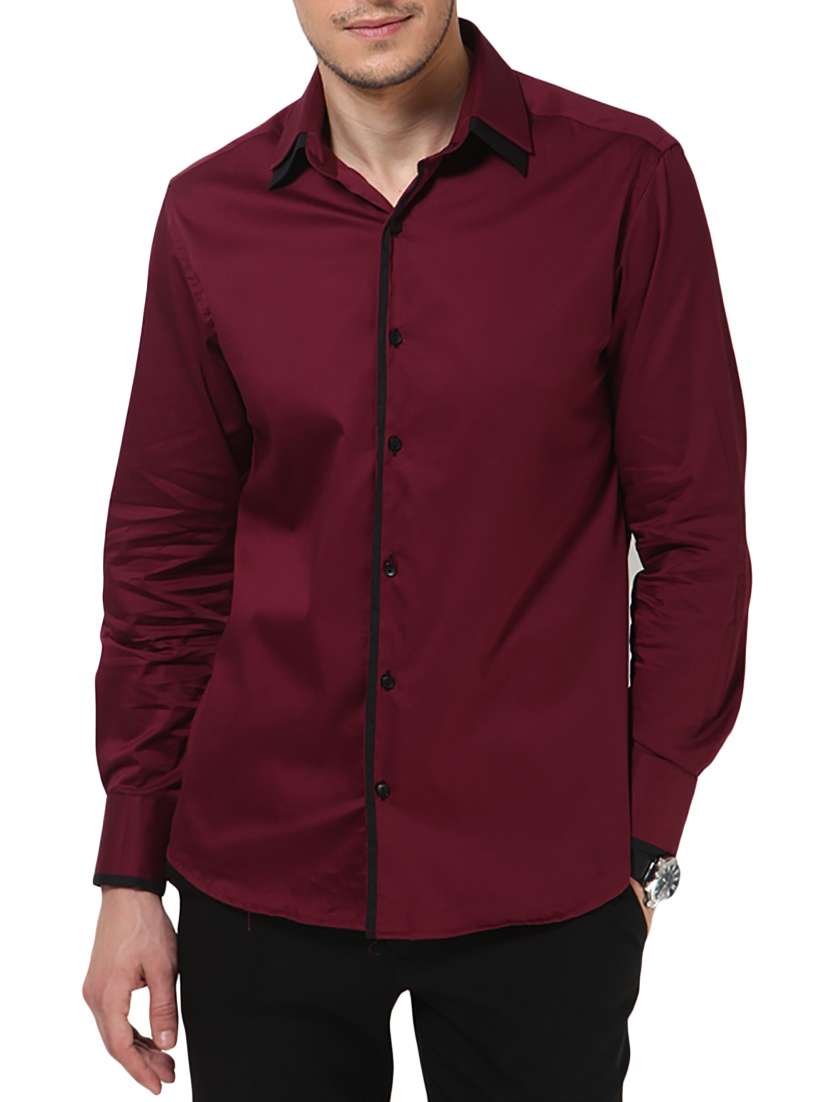 maroon solid casual shirt