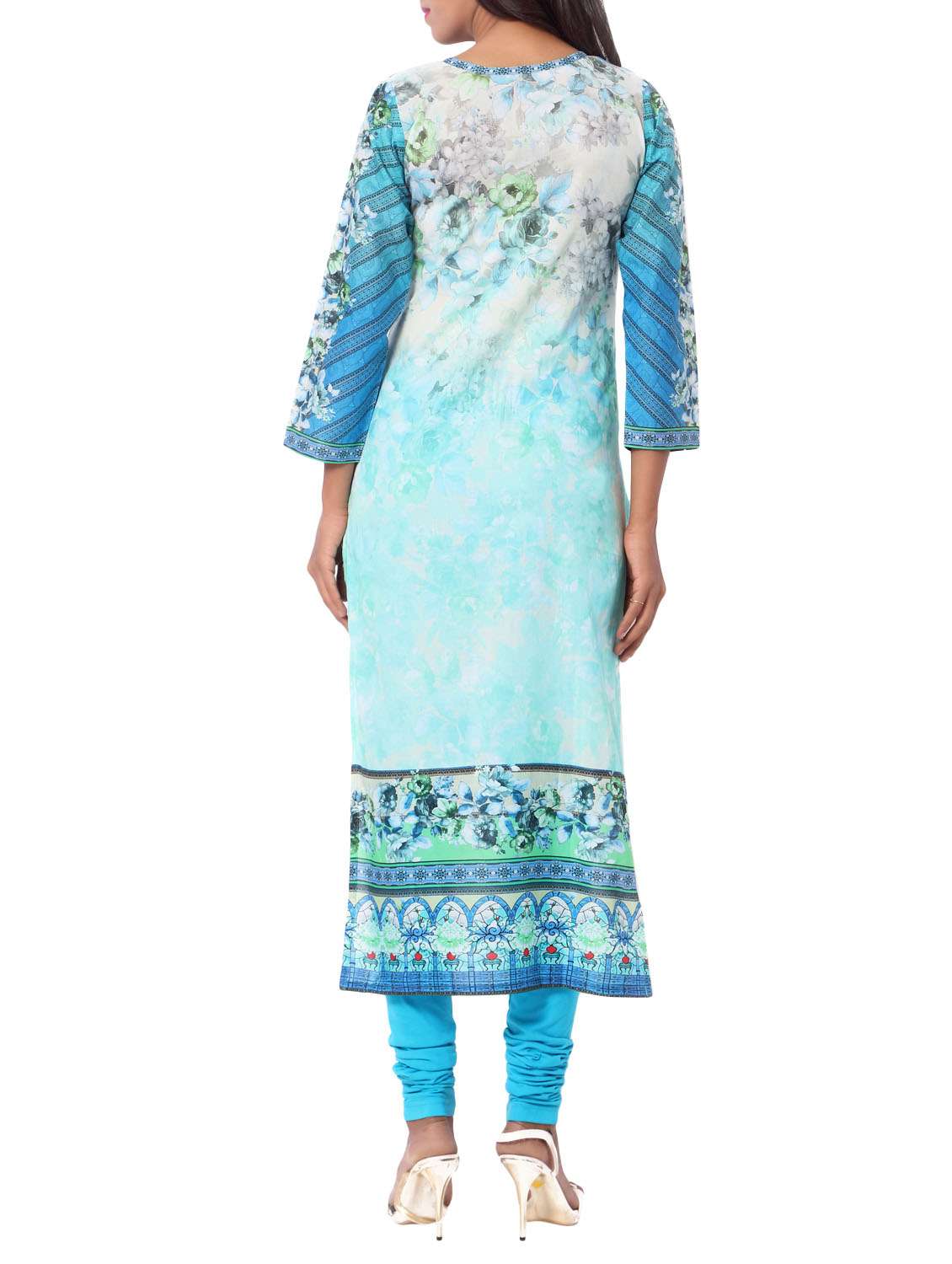 sky blue cotton straight kurta - 14559442 -  Standard Image - 2