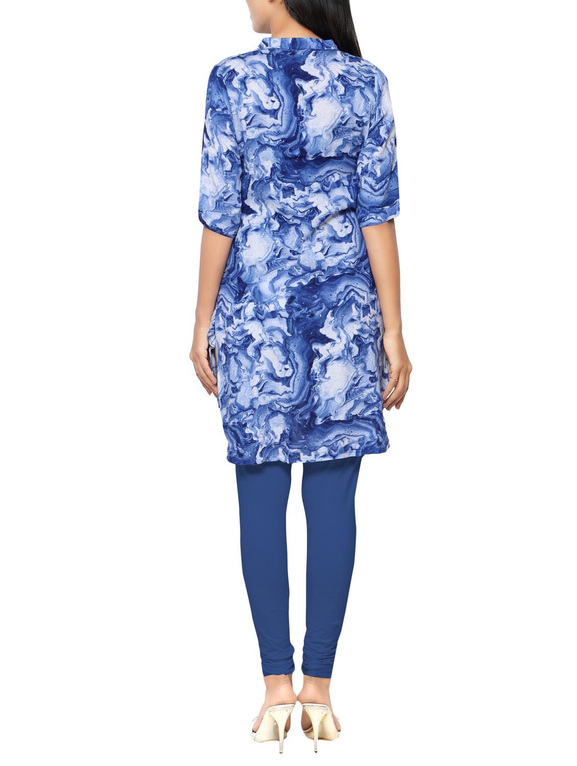 blue rayon high-low kurta - 14559462 - Standard Image - 2
