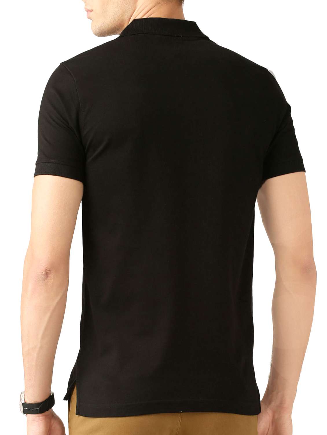 black polyester polo  t-shirt - 14559814 -  Standard Image - 2
