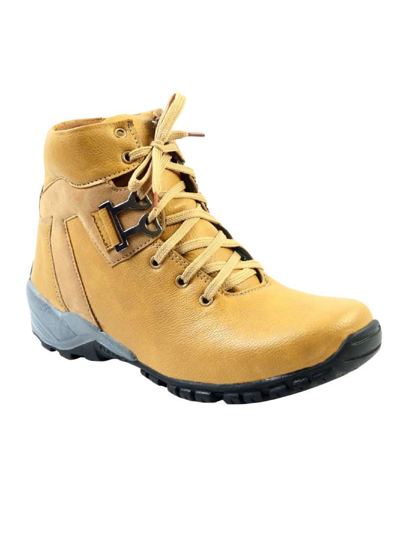 beige leatherette high ankle boots