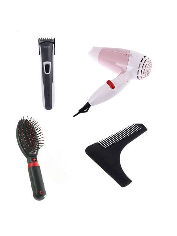 nova combo of magnetic doctor brush ,professional hair dryer,hair & beard shaper comb with professional hair & beard trimmer