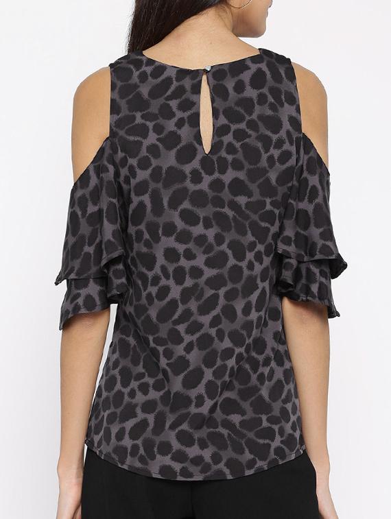 black printed crepe top - 14562653 - Standard Image - 2