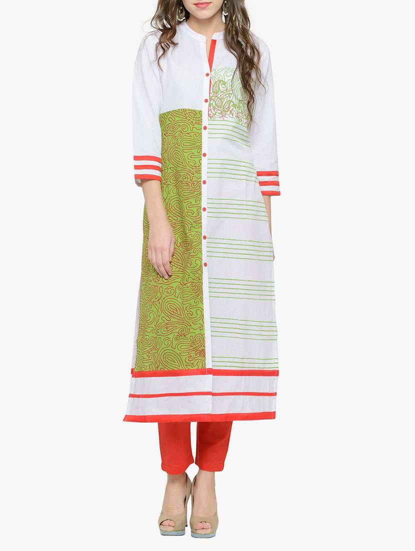 white cotton straight  kurta