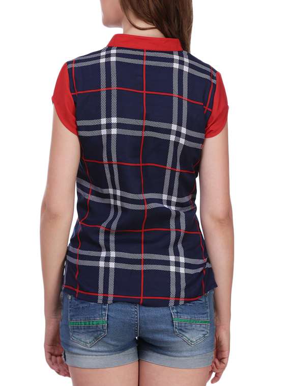 navy blue checkered top - 14563392 -  Standard Image - 2