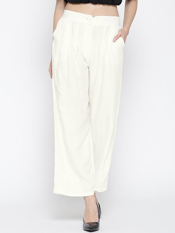 white viscose palazzos - 14563418 -  Zoom Image - 0